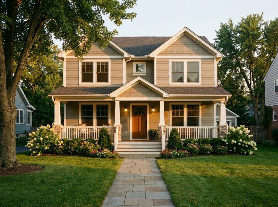 Family home at golden hour